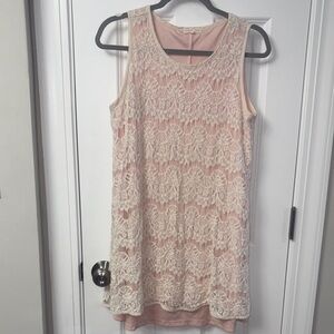 Copper Key Soft Pink and Cream Lacy Dress